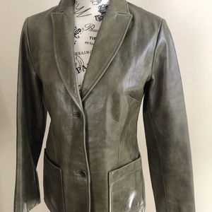 💯 GAP Leather Blazer (Olive Green)